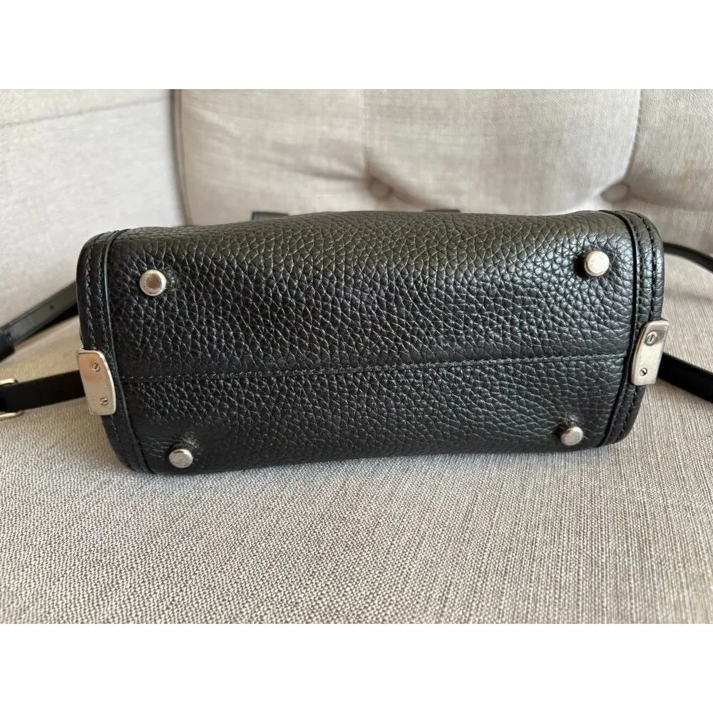 COACH Mini Swagger 21 Pebble Leather Satchel Black Crossbody Bag Authentic